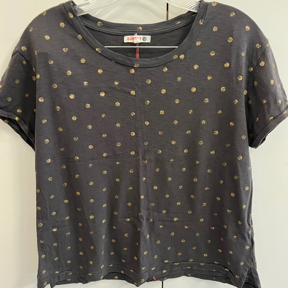 Sundry Tops - Sundry- Women's Black Tee with Golden Polka Dots-  Size 0 (XS)